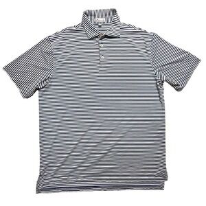 Peter Millar Polo Mens Large Navy White Striped 2018 Ryder Cup Golf Shirt